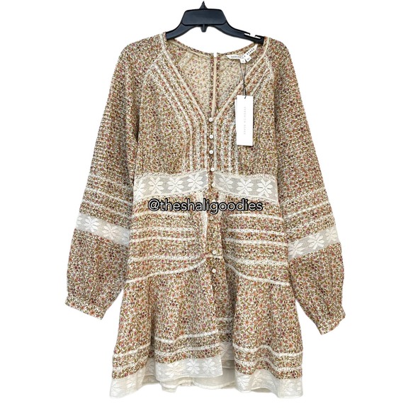 VERONICA BEARD Addilyn Dress Floral Lace Trim Mini - Picture 5 of 10